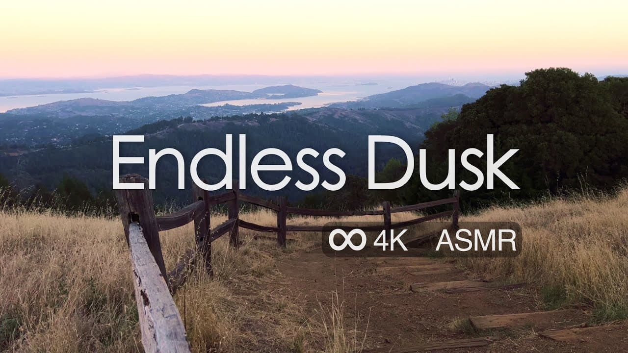 Endless dusk screensaver | 4K view of SF bay from Mt Tam at dusk | White noise wind for relaxation