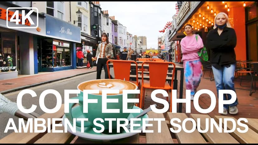 Coffee Shop Ambience in North Laine, Brighton UK - Relaxing Natural Sounds in 4k