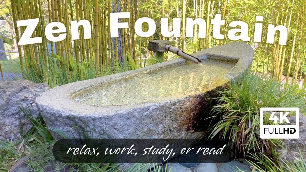 Zen garden water fountain in 4k for meditation, sleep, and relaxation | relaxing zen water sounds